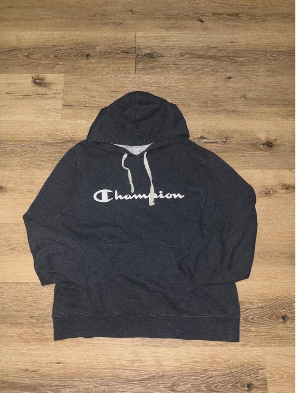 Champion Authentic Athleticwear Logo Fleece Hoodie Charcoal Gray Men’s XL - Picture 2 of 6